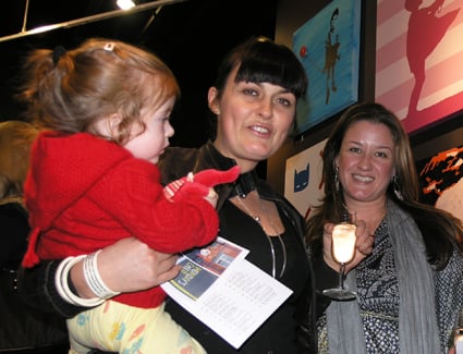 Melbourne Chef, owner of Melbourne Wine Room & Mr Wolf, TV superstar and now artist, Karen Martini with daughter Amber and friend