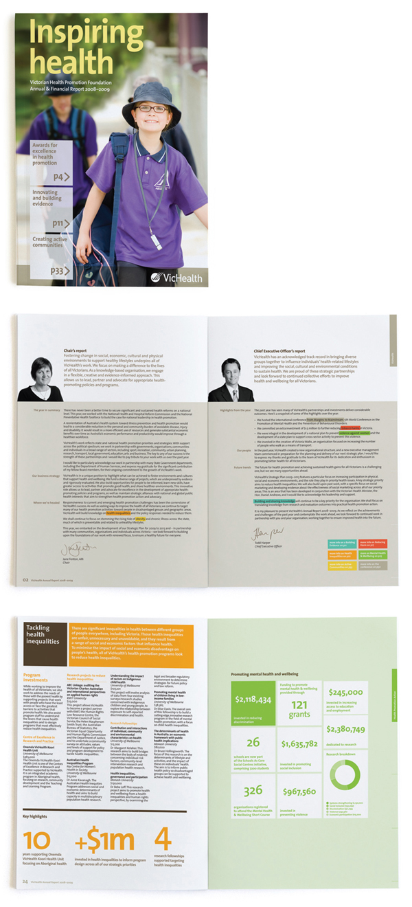 VicHealth Annual Report 2009 Web Layout