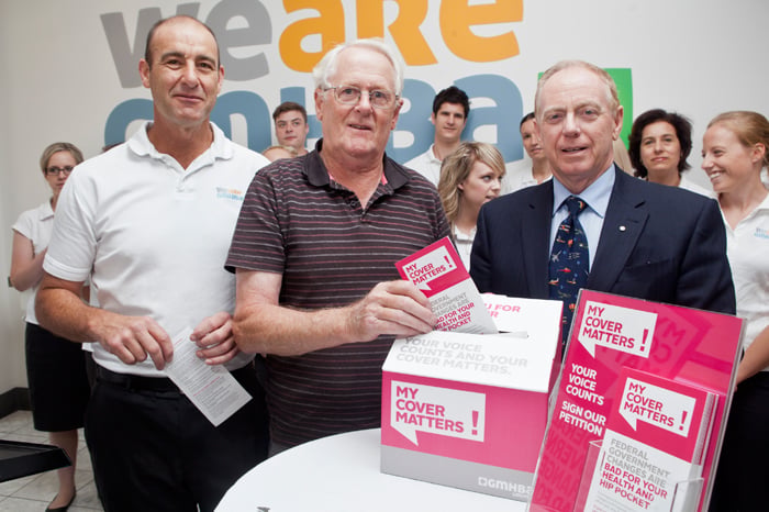 GMHBA-CEO-Mark-Valena,-GMHBA-member-Laurence-Arnott-and-GMHBA-Chairman-Kenneth-Jarvis